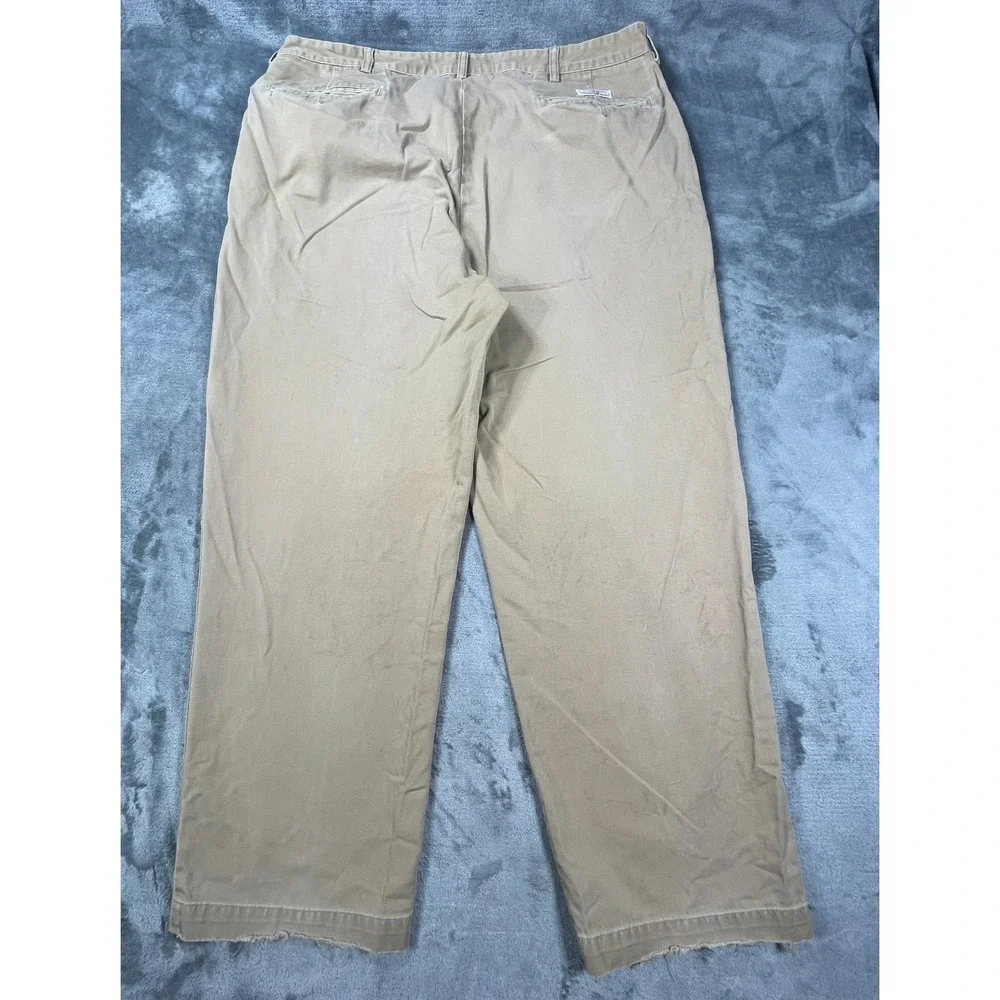 VTG Polo Ralph Lauren Pants Mens 38X28 Andrew Straight Chino Pleated‎ Faded READ